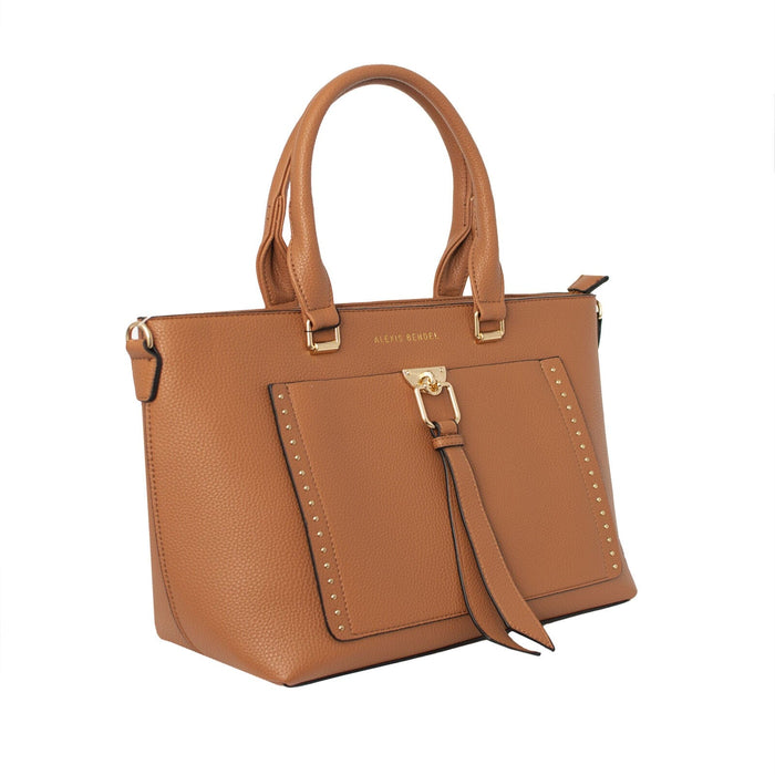 Alexis Bendel Cognac Women’s Vegan Leather Multi-Style Shopper Tote Handbag