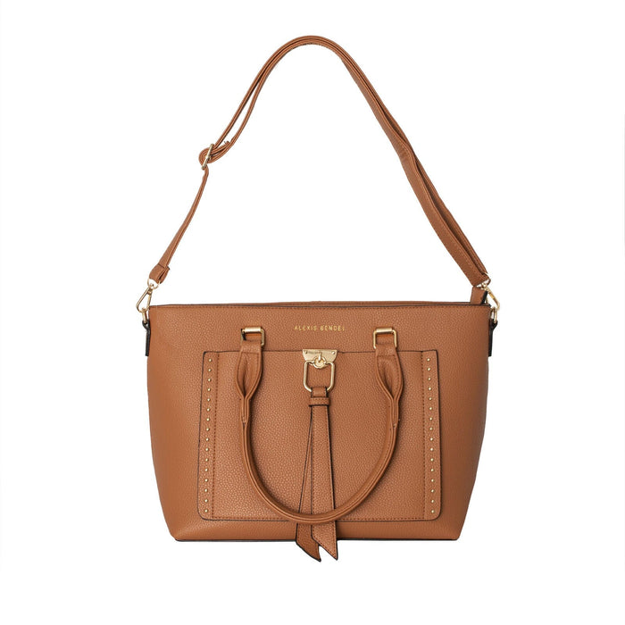 Alexis Bendel Cognac Women’s Vegan Leather Multi-Style Shopper Tote Handbag