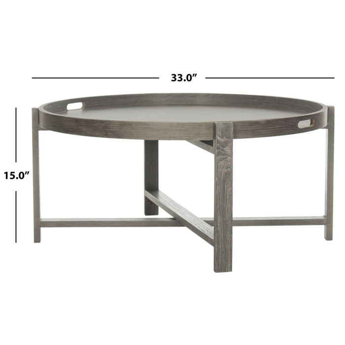 SAFAVIEH Cursten Retro Mid-Century Wood Tray Top Coffee Table | Dark Grey |