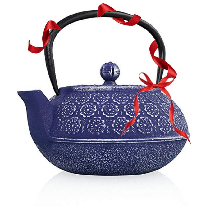 Resveralife Japanese Lilac Cast Iron Teapot with Infuser Floral Tea Kettle 32 Oz