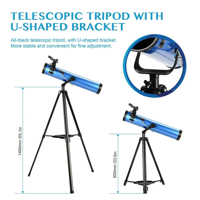 700mm Reflector Astronomical Telescope 210X with Phone Adapter for Moon Watching