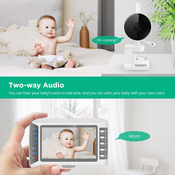 Wireless Video Baby Monitor Battery Camera Audio Pan/Tilt 4.3 Monitor Night View