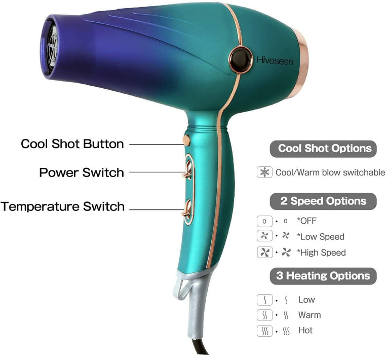 Professional Salon Hair Dryer 2300W, Powerful AC Motor Blow Dryer with Negative