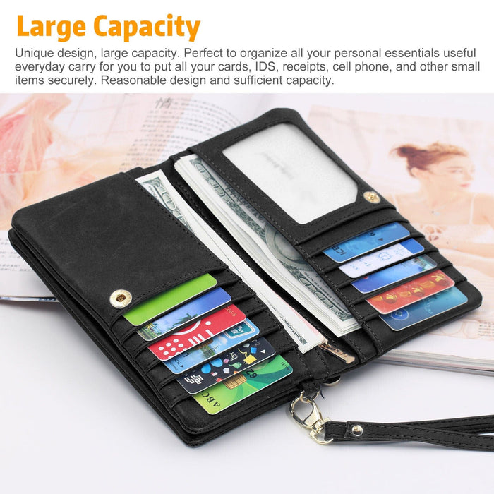 Women Lady Leather Wallet Phone Bag Clutch Card Holder Purse Handbag Retro Style