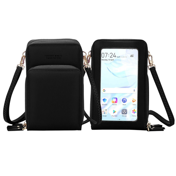 Women's Cell Phone Purse with Touch Screen Leather Crossbody Shoulder Bag Handbag