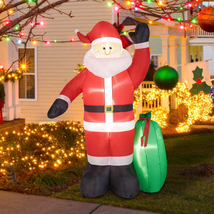 8ft Christmas Inflatable Santa Claus w/Gift Bag LED Lights Blow Up Outdoor Décor