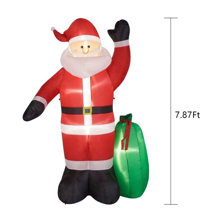 8ft Christmas Inflatable Santa Claus w/Gift Bag LED Lights Blow Up Outdoor Décor