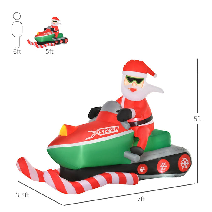 Santa Claus Driving Snowmobile Christmas Outdoor Automatic Yard LED Inflatable
