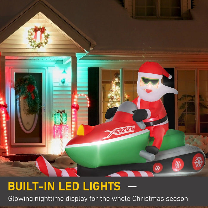Santa Claus Driving Snowmobile Christmas Outdoor Automatic Yard LED Inflatable