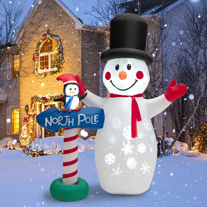 6 FT Inflatable Christmas Snowman Blow up Xmas Decoration w/ Penguin Guidepost