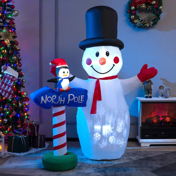 6 FT Inflatable Christmas Snowman Blow up Xmas Decoration w/ Penguin Guidepost