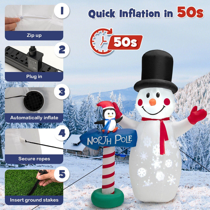 6 FT Inflatable Christmas Snowman Blow up Xmas Decoration w/ Penguin Guidepost