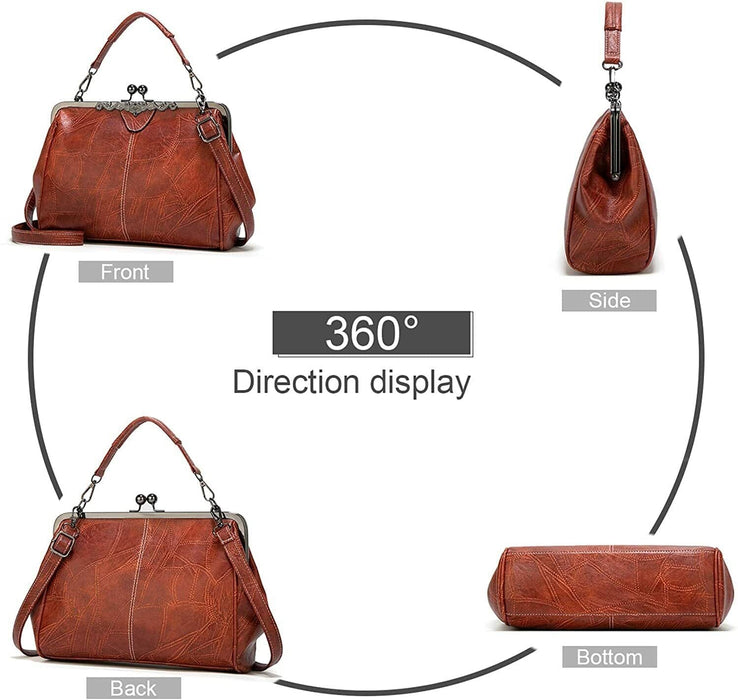 Women Oiled Leather Shoulder Bag Handbag Lady Tote Satchel Purse Messenger Bags