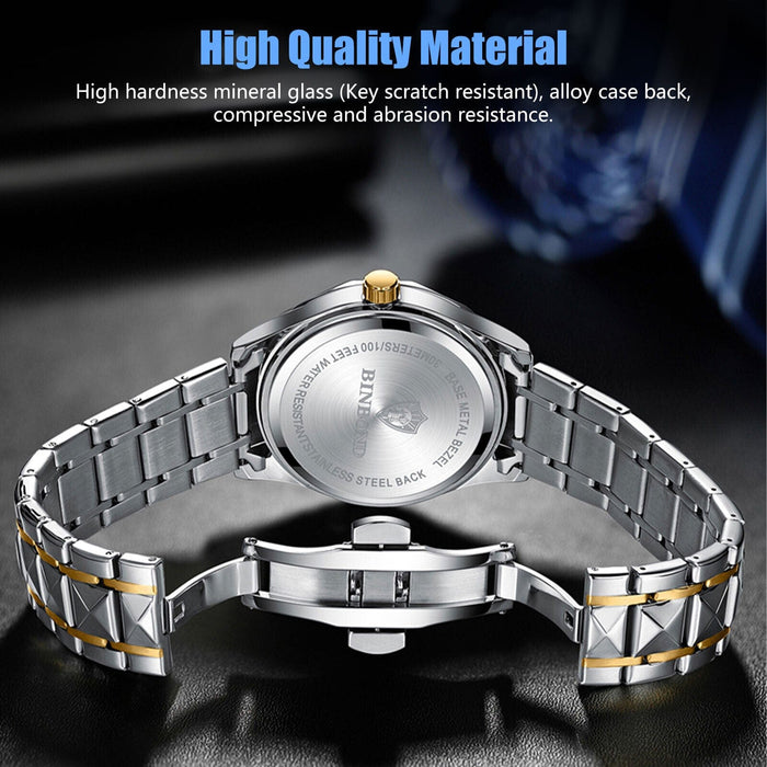 Waterproof Men's Luxury Date Quartz Watch Luminous Stainless Steel Classic Wrist