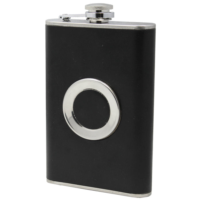 Stainless Steel Leather Portable Flagon Liquor Hip Flask Hip Flask 8 oz w/Funnel