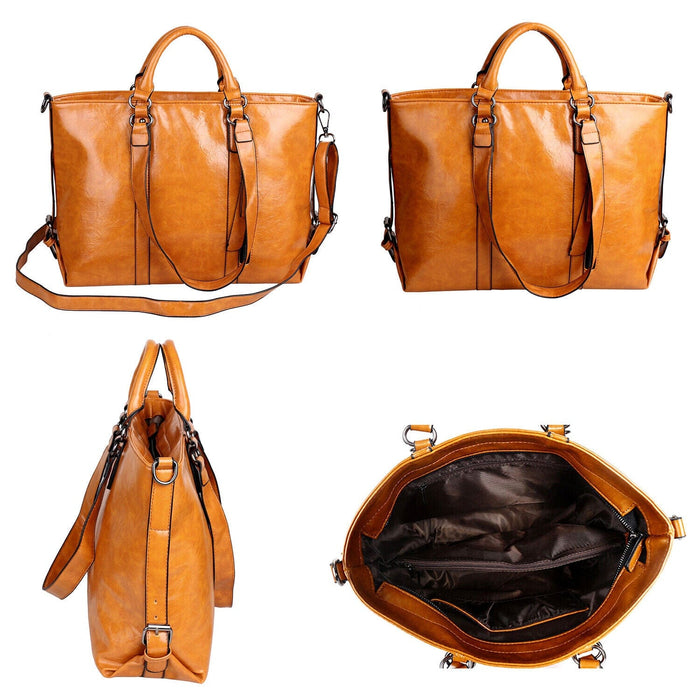 Women Large PU Leather Tote Bag Commute Handbag Shoulder Satchel Bag Elegant