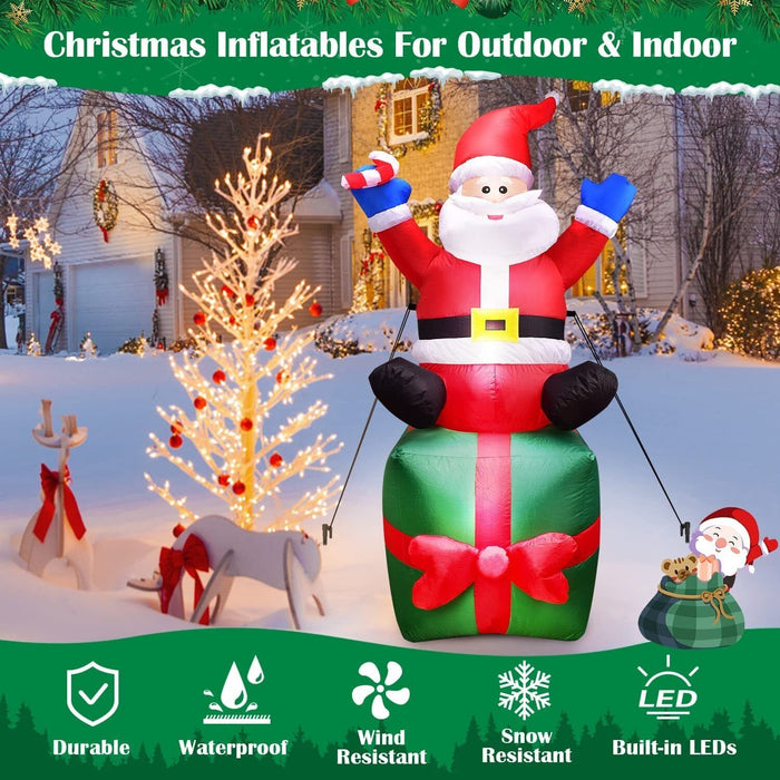 6ft Christmas Inflatable Santa Claus with LED Lights Blow Up Outdoor Yard Décor