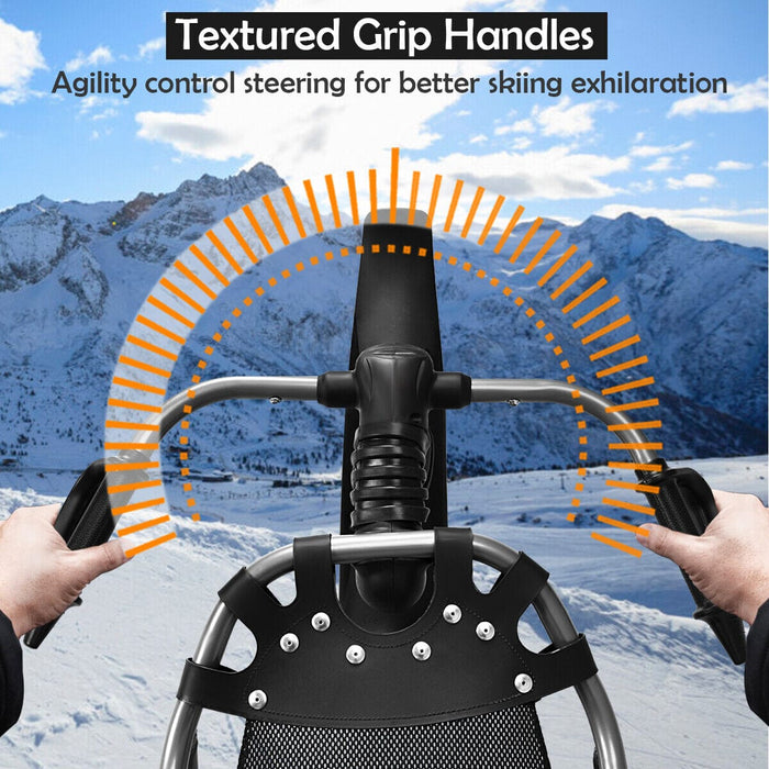 Costway Snow Racer Sled w/Textured Grip Handles Mesh Seat Kids Adult Snow Slider