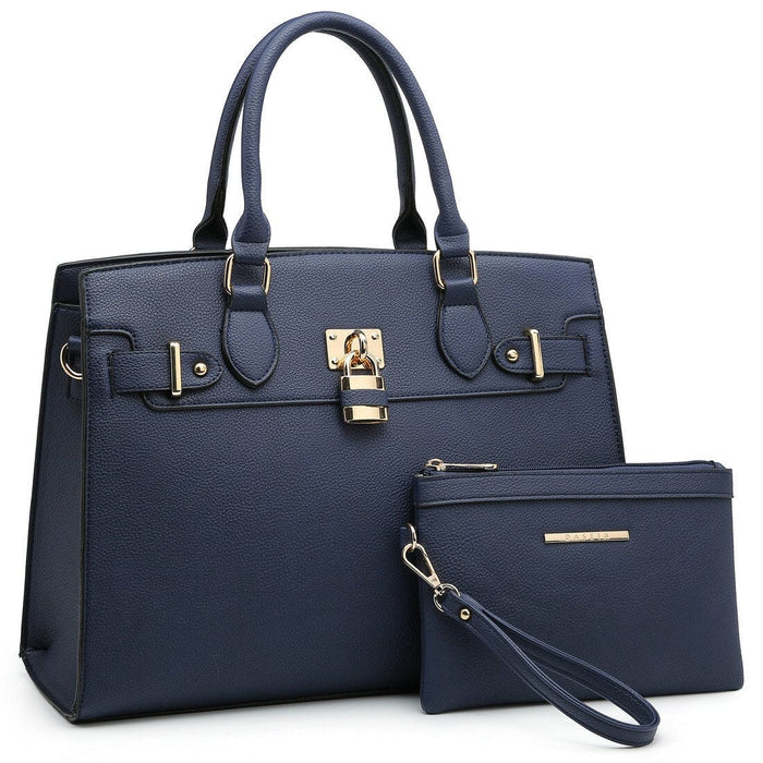 Dasein Women's Classic Handbags Work Satchel Bags Matching Wallet with Long Strap