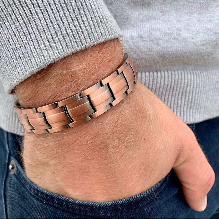 Copper Magnetic Link Bracelet - Antique Copper Arthritis Pain Relieve Bracelet