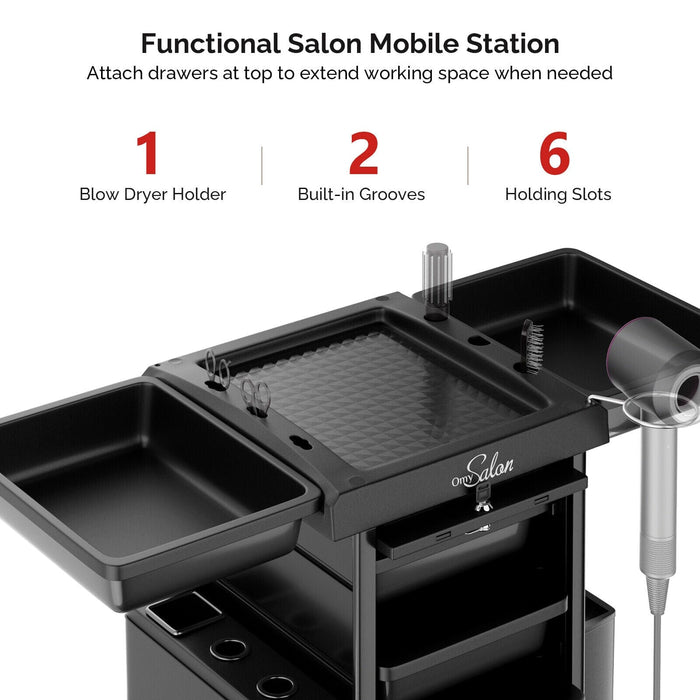 Salon Trolley Cart on Wheels 6 Drawers Rolling Hair Cart Mobile Barber Station