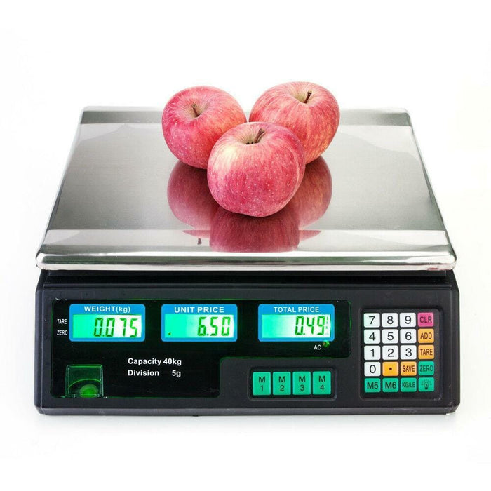 88 LB 40KG/5g Digital Weight Scale Price Computing Food Meat Produce Deli Market