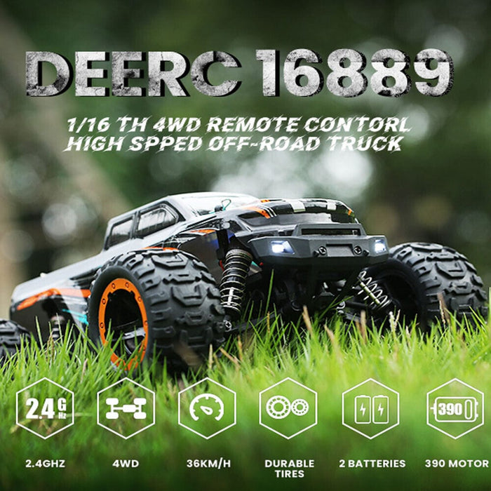 DEERC RC Cars High Speed Remote Control Car 1:16 Scale 4WD 36+KM/H Fast Trucks