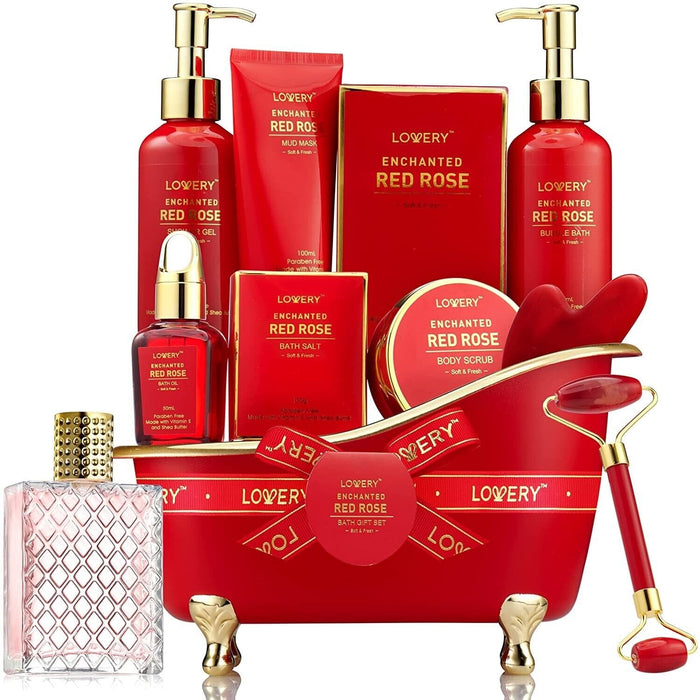 Christmas Gifts, Spa Gifts for Women, Bath and Body Gift Set, Red Rose Gift