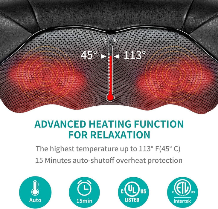 Nekteck Shiatsu Neck and Back Massager with Soothing Heat, Electric Deep Tissue