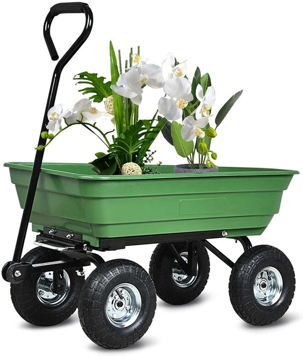 Yard Dump Garden Cart Lawn Wagon Utility Wheel Barrow Outdoor Heavy Duty Tool