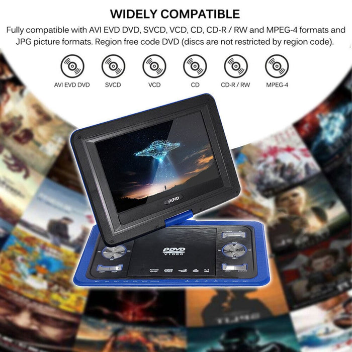 13.9" Portable DVD Player HD CD TV Player 16:9 LCD Widescreen Card Reader Player