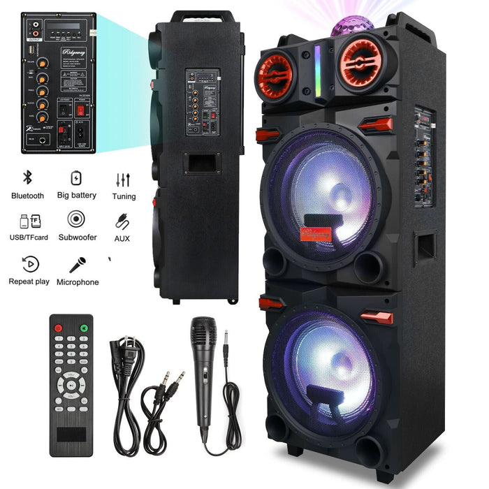 4,500W Rechargeable Bluetooth Speaker Dual 10" Woofer Party FM Karaoke DJ LED AUX