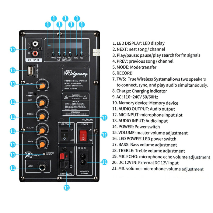 4,500W Rechargeable Bluetooth Speaker Dual 10" Woofer Party FM Karaoke DJ LED AUX