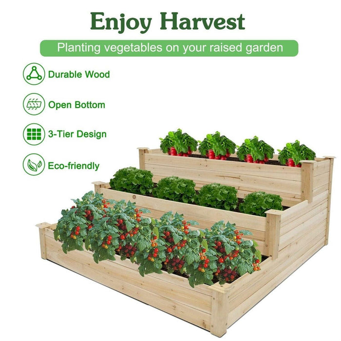 3-Tier Raised Garden Bed Planter Elevated Box Kit Vegetable Flower Herbs Yard