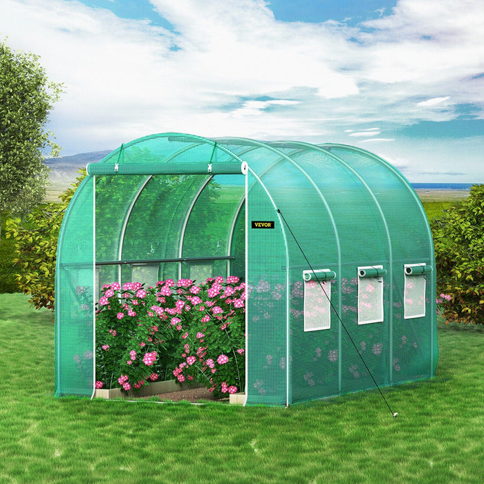 VEVOR Walk-in Greenhouse 10'x7'x7' Hot Planter House Gardening Galvanized Frame