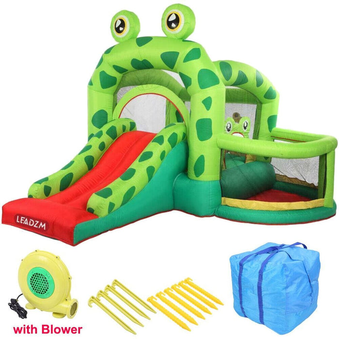 Safe Inflatable Bounce House Kids Moonwalk Jump Castle Frog Slide Air Blower