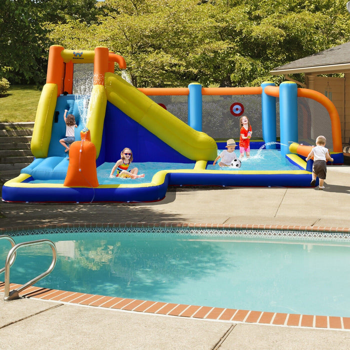 Giant Soccer-Themed Inflatable Water Slide Bouncer Splash Pool With 735W Blower