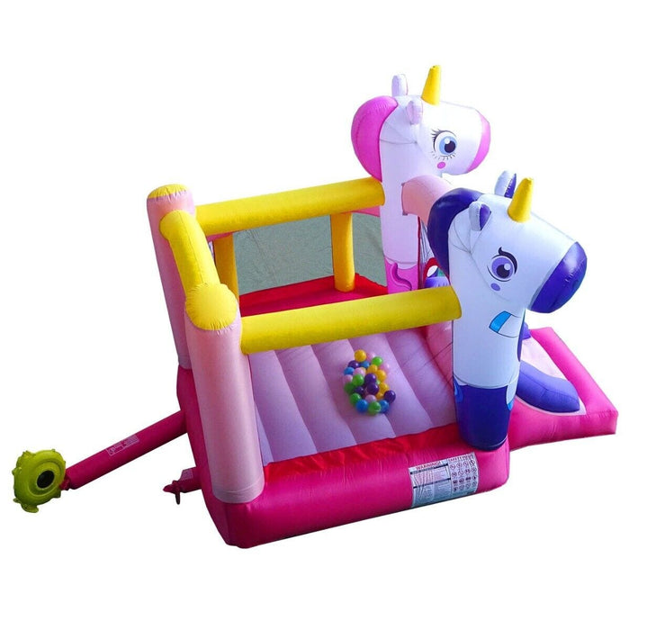 Backyard Kids Inflatable Bounce House Unicorn Castle with Blower and Ball Pit