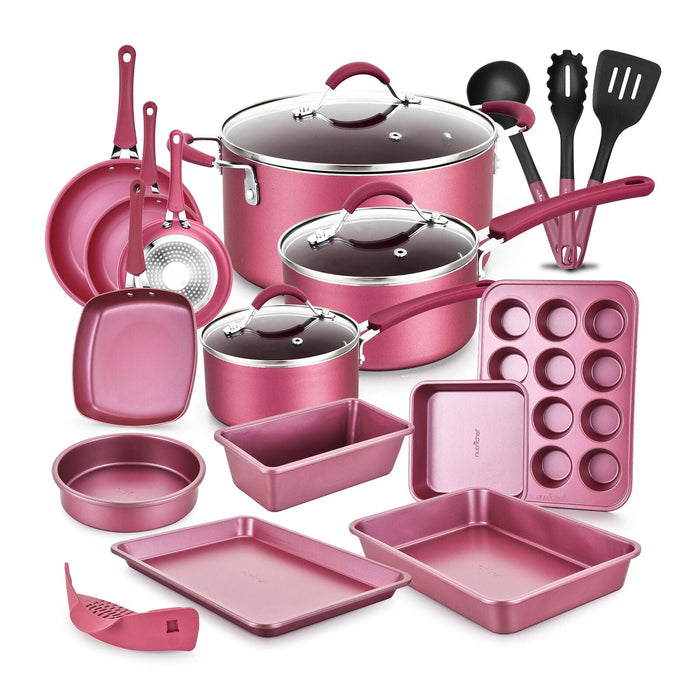 NutriChef Nonstick Cooking Kitchen Cookware Pots and Pans, 20 Piece Set