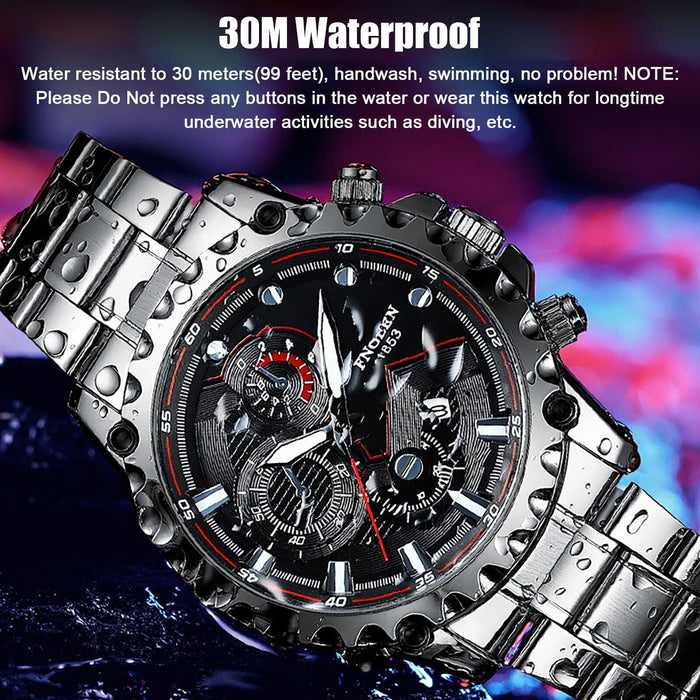 Waterproof Men's Watch Classic Stainless Steel Quartz Luminous Wristwatch Luxury