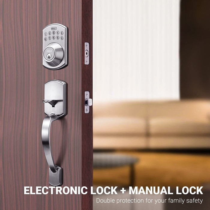 Electronic Keypad Lock Single Cylinder Front Door Handle-set with Polo Knob