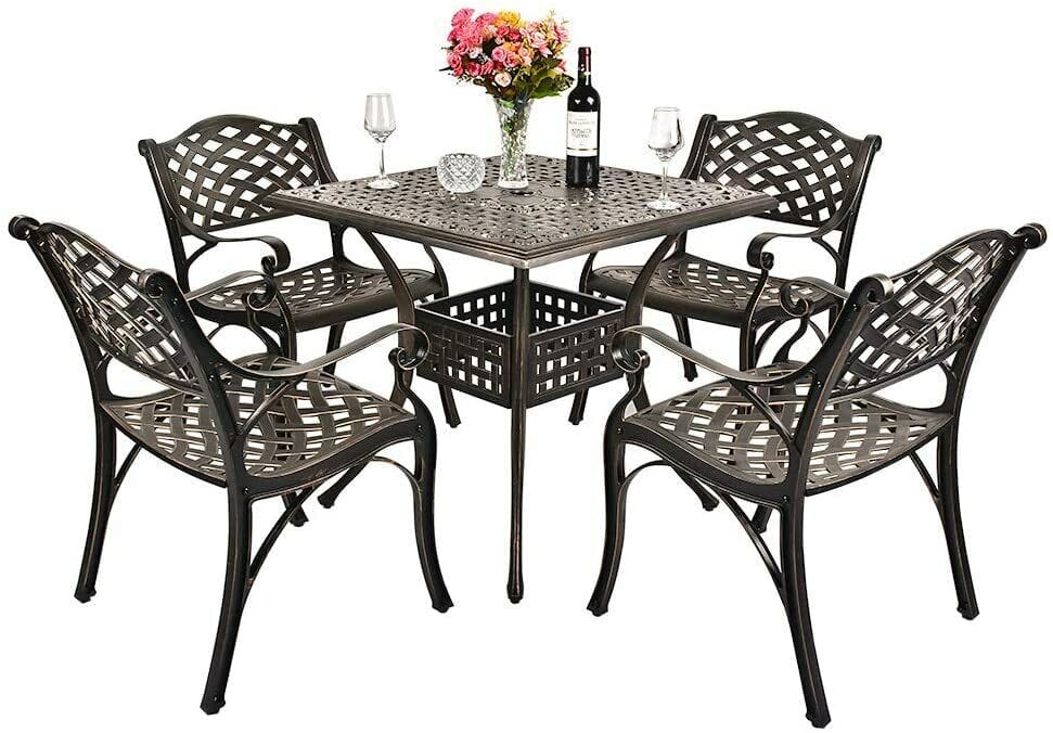 Outdoor Dining Set 5 Piece Patio Furniture Set Deck Porch Table And Chairs Set