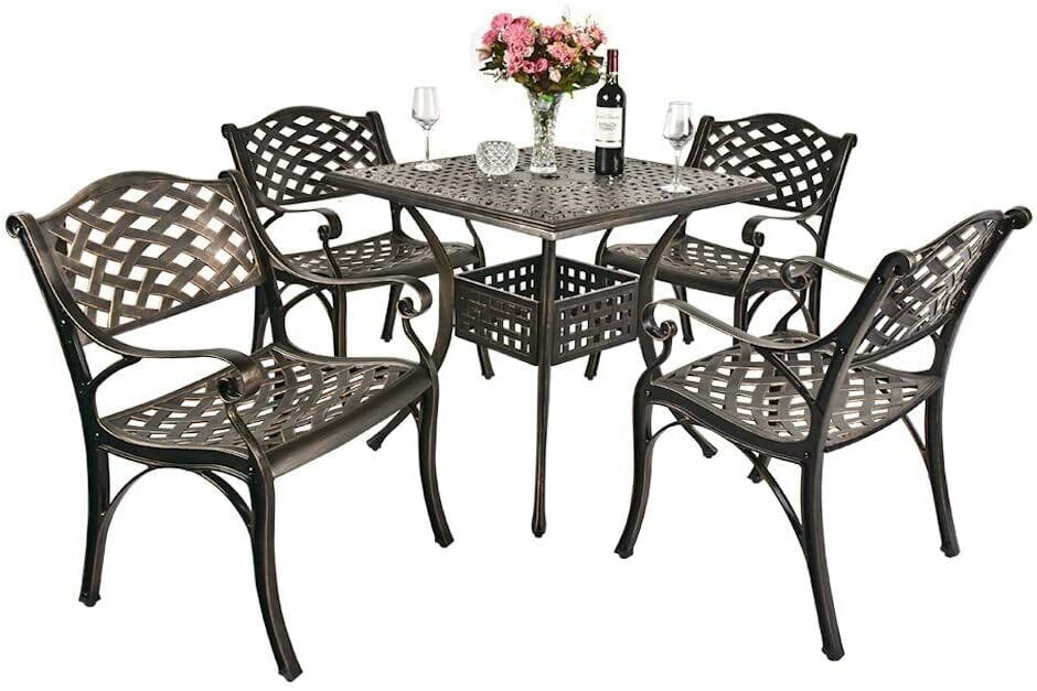 Outdoor Dining Set 5 Piece Patio Furniture Set Deck Porch Table And Chairs Set