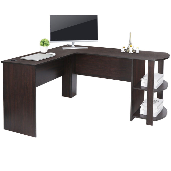 L-Shaped Computer Desk Table Corner Desk with Storage Shelves