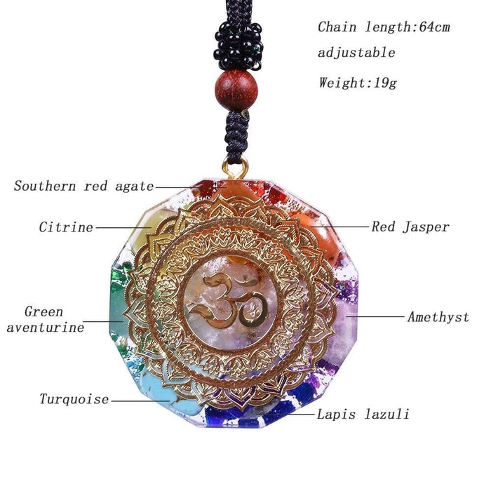Natural Crystal Orgonite Pendant 7 Chakra Healing Talisman Women Men Necklace