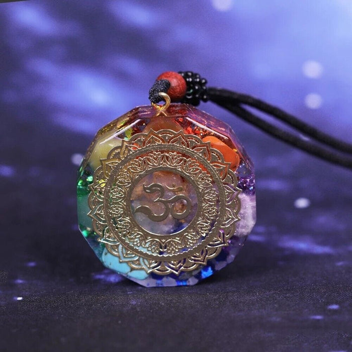 Natural Crystal Orgonite Pendant 7 Chakra Healing Talisman Women Men Necklace