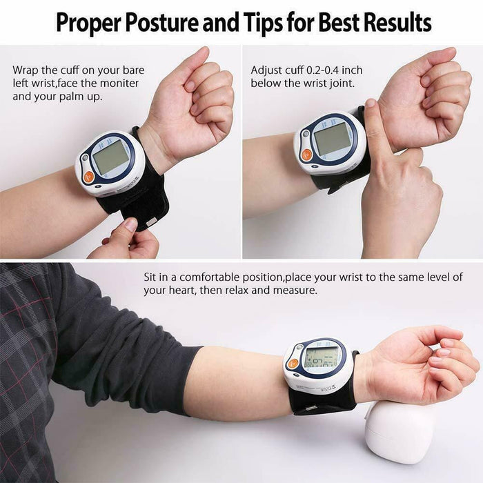 Automatic Wrist Blood Pressure Monitor BP Cuff Gauge Machine