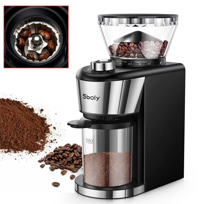 Automatic 35 Settings Conical Burr Coffee Makers Bean Grinder