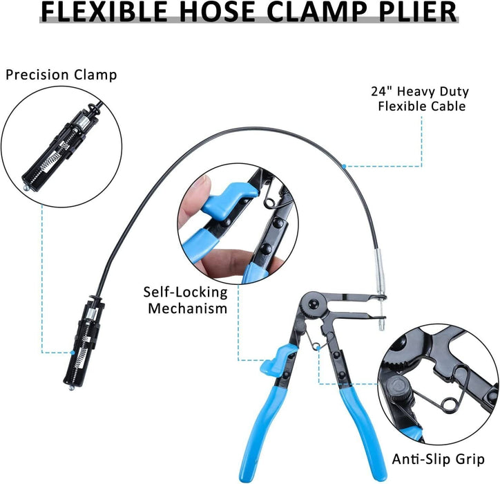 9Pcs Wire Long Reach Hose Clamp Clip Pliers Set Water Hose Auto Tools Kit