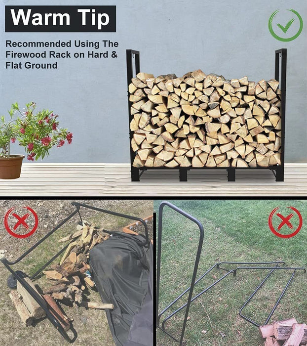 4Ft Heavy Duty Outdoor Firewood Rack Adjustable